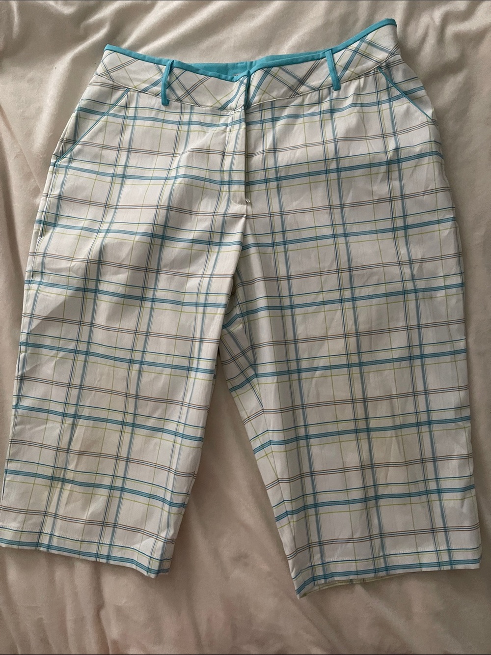 Tail plaid capri pants Women’s 14 white